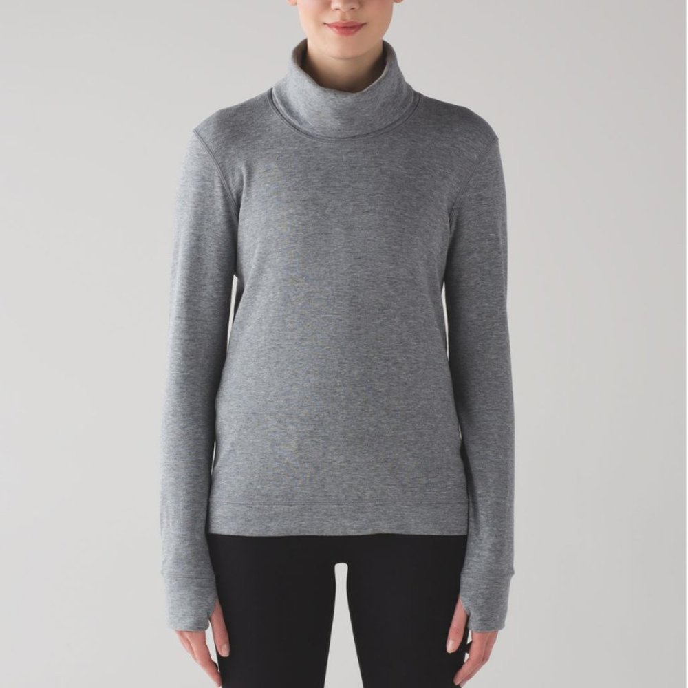 Lululemon Double Up Long Sleeve Reversible Heathered Slate/Modern Stripe 6